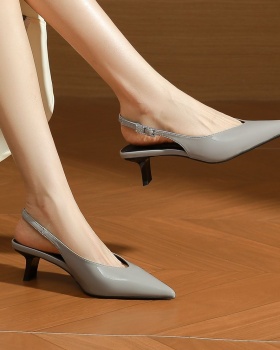 Simple thick high-heeled shoes commuting pointed shoes