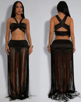 European style long skirt tops 2pcs set for women