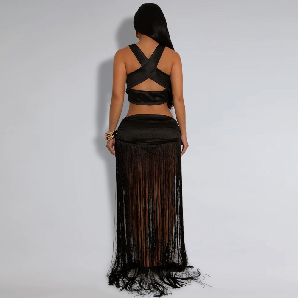 European style long skirt tops 2pcs set for women