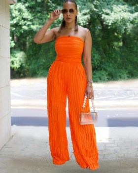 European style Casual pure wave patterns jumpsuit