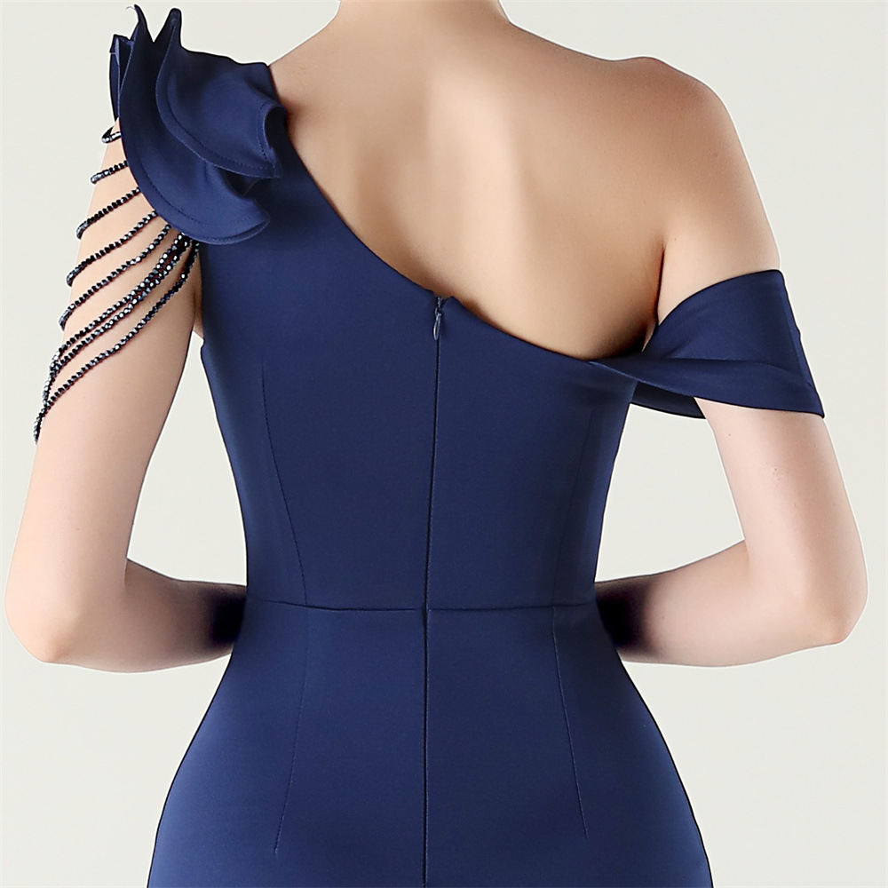 Wedding shoulder evening dress lotus leaf edges banquet dress