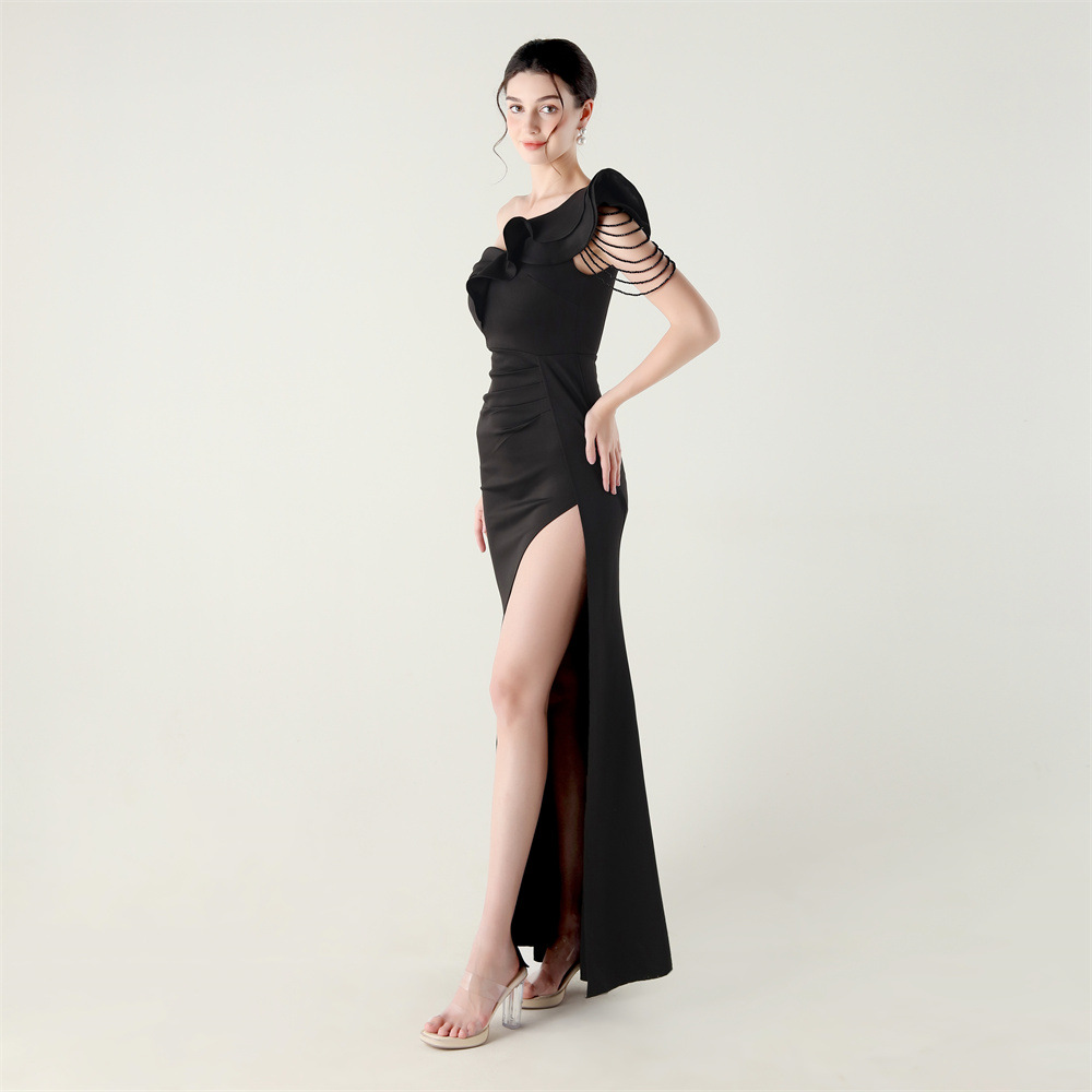 Mermaid dress shoulder evening dress