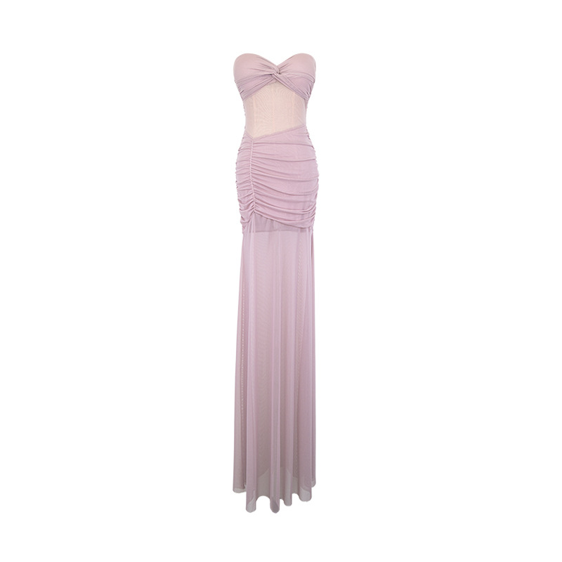 Sexy halter bar dress vacation wrapped chest long dress