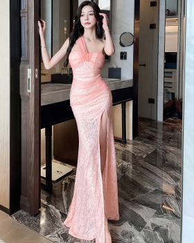 Pinched waist vacation long dress slim dress for women