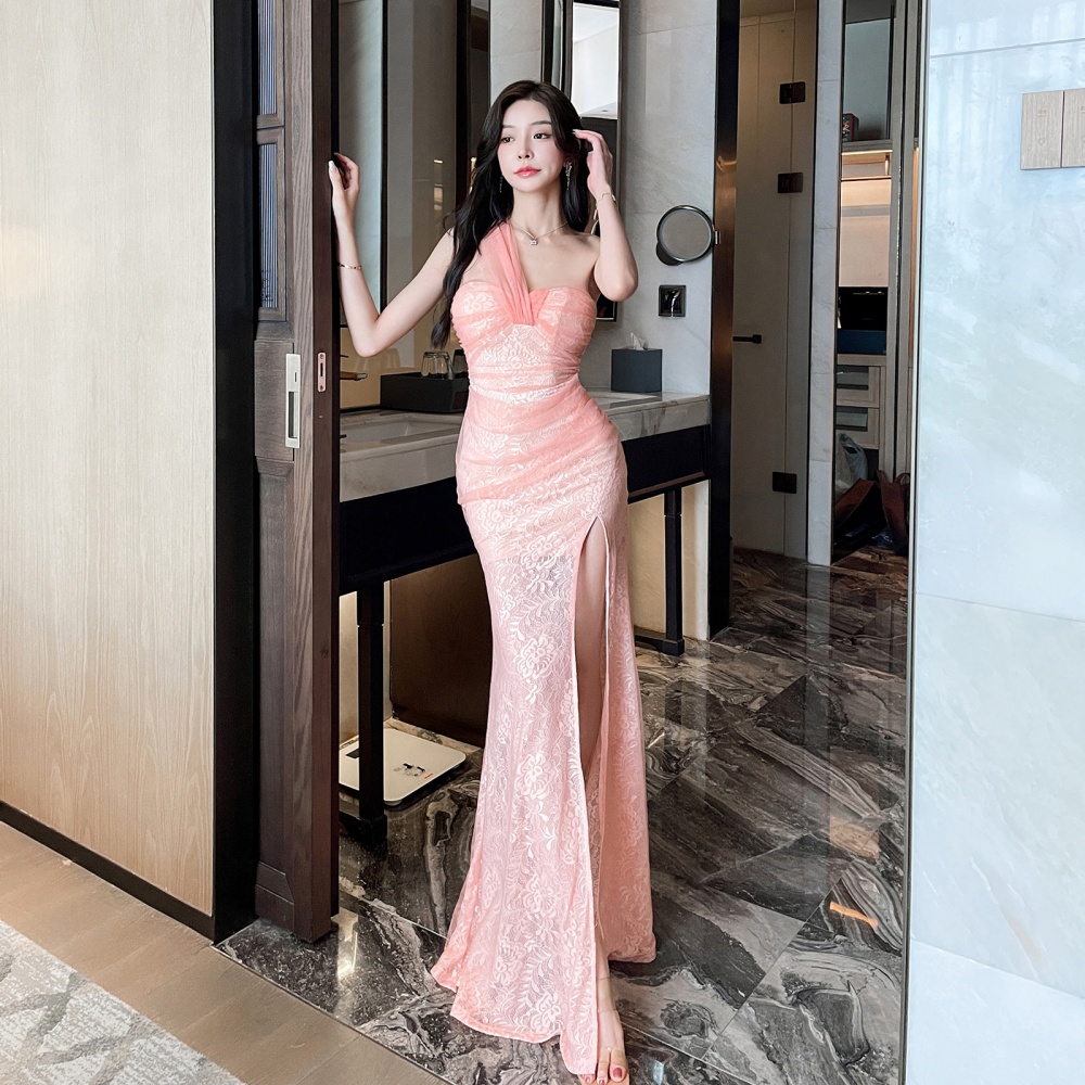 Pinched waist vacation long dress slim dress for women