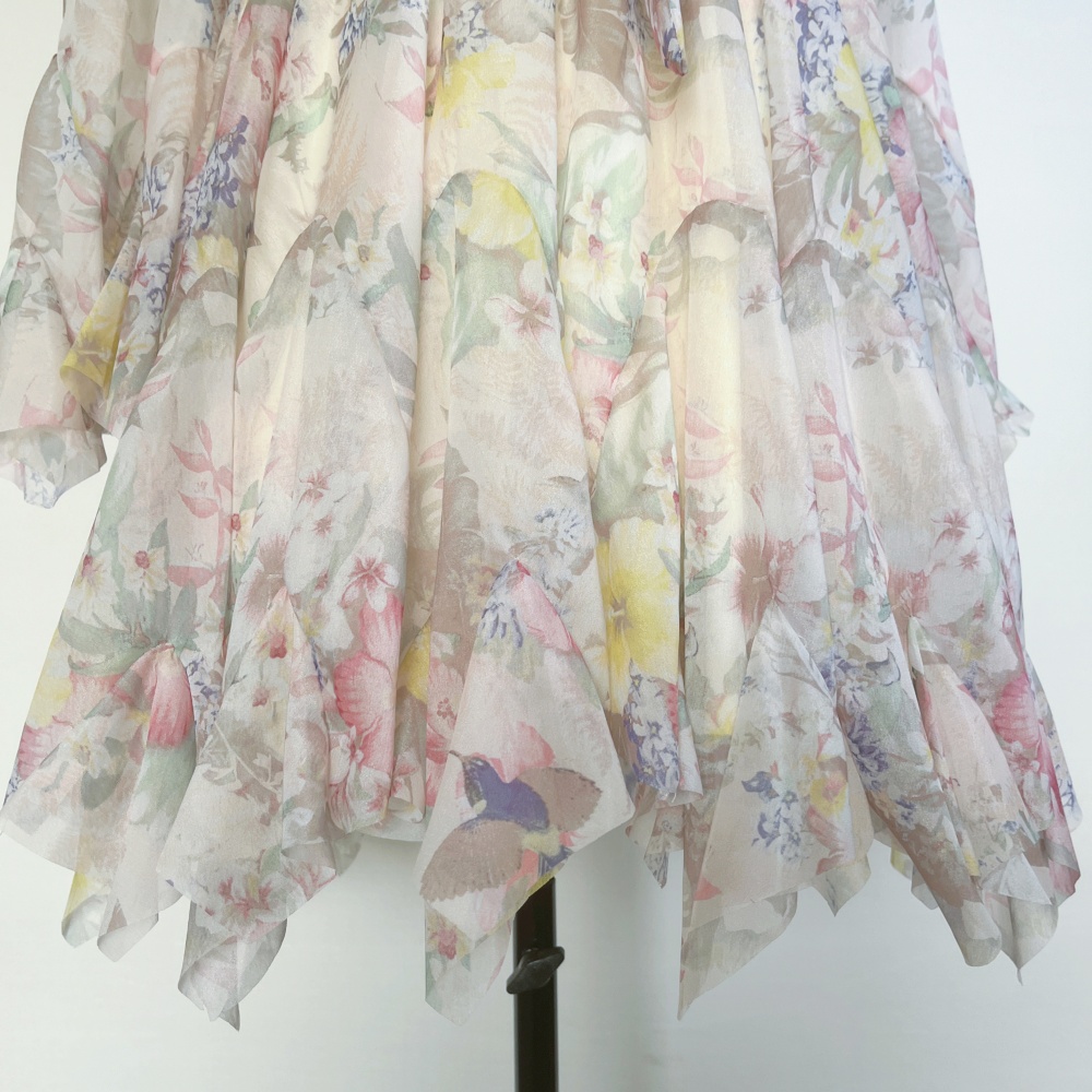 Petal long sleeve dress niche printing T-back for women