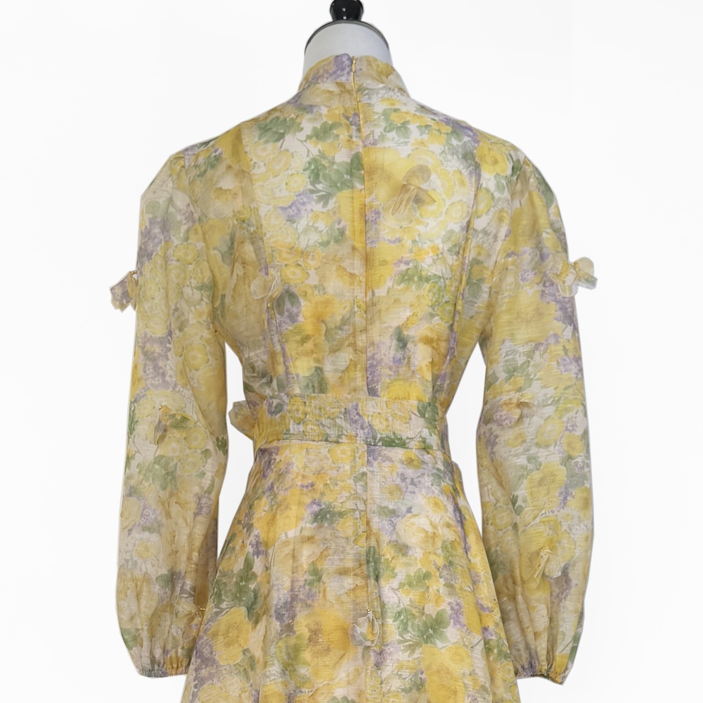 Big skirt printing single-breasted stereoscopic dress