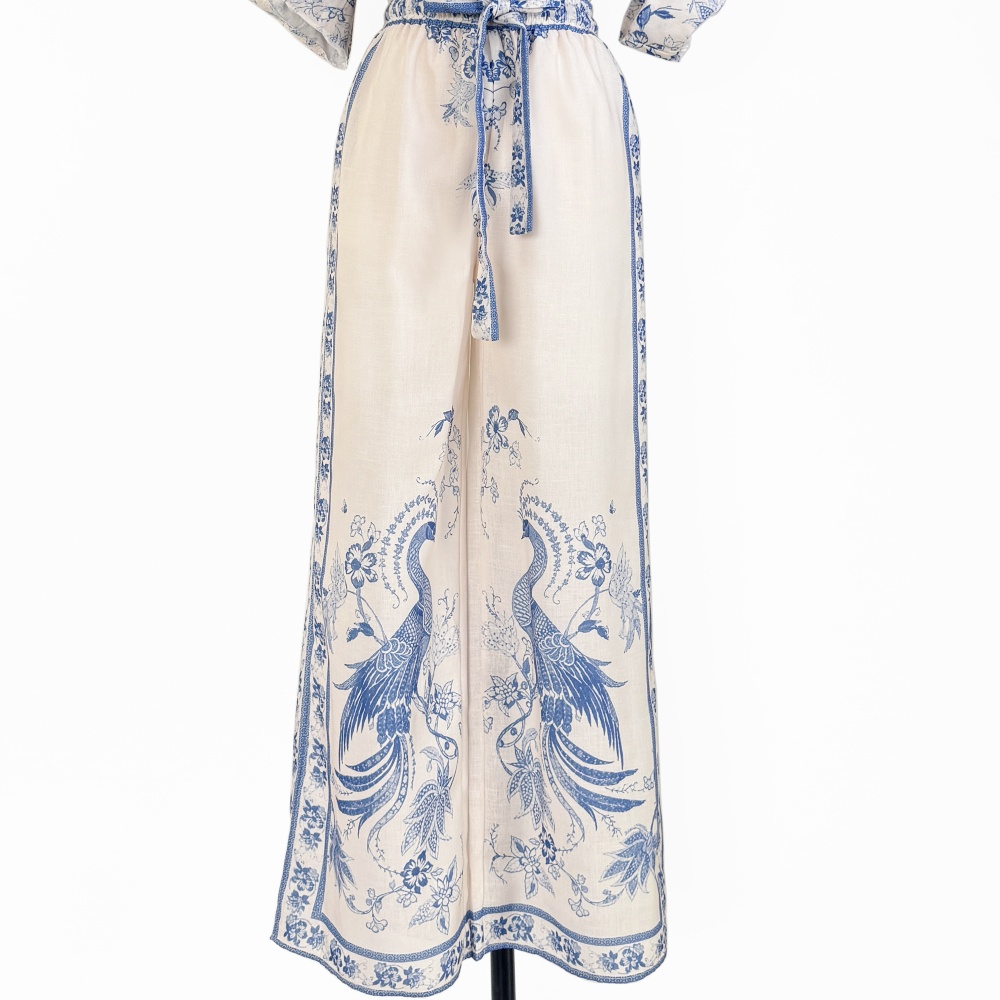 Printing autumn pants niche lapel shirt 2pcs set