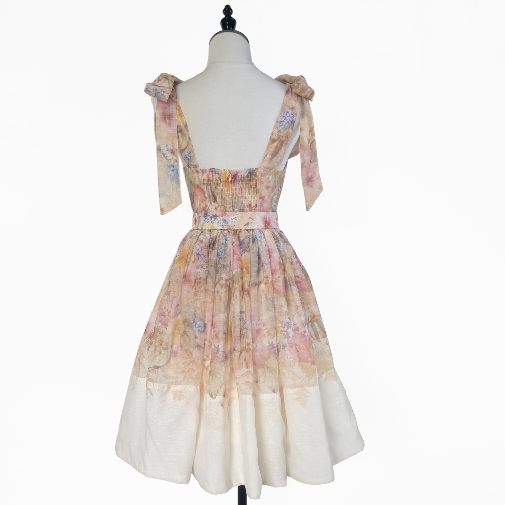 Pinched waist thick and disorderly dress frenum bow belt