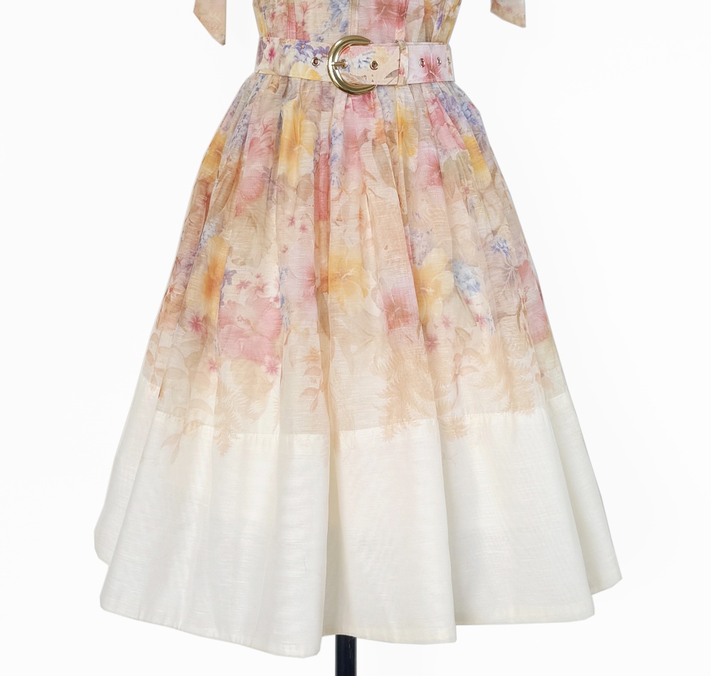 Pinched waist thick and disorderly dress frenum bow belt