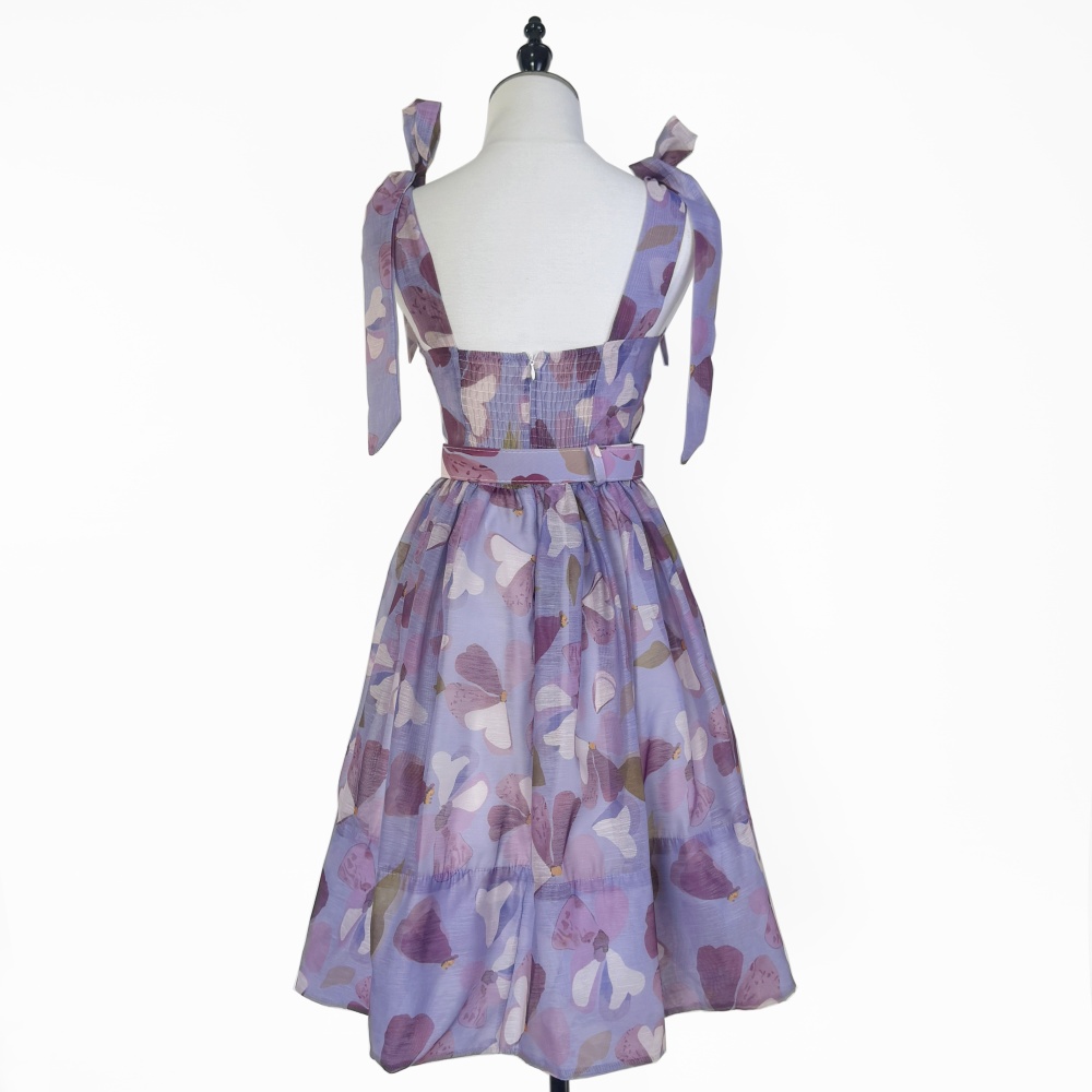 Pinched waist thick and disorderly dress frenum bow belt