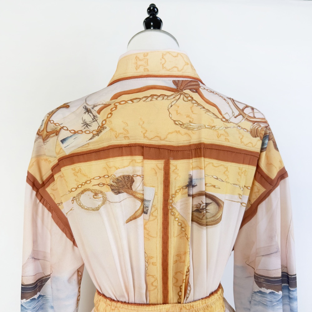 Yellow niche shorts long sleeve shirt a set for women
