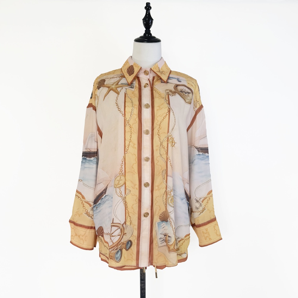 Yellow niche shorts long sleeve shirt a set for women