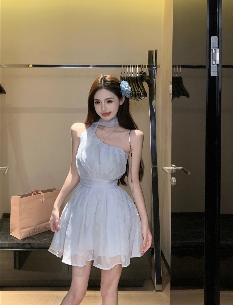 Streamer lady flocking short summer dress for women
