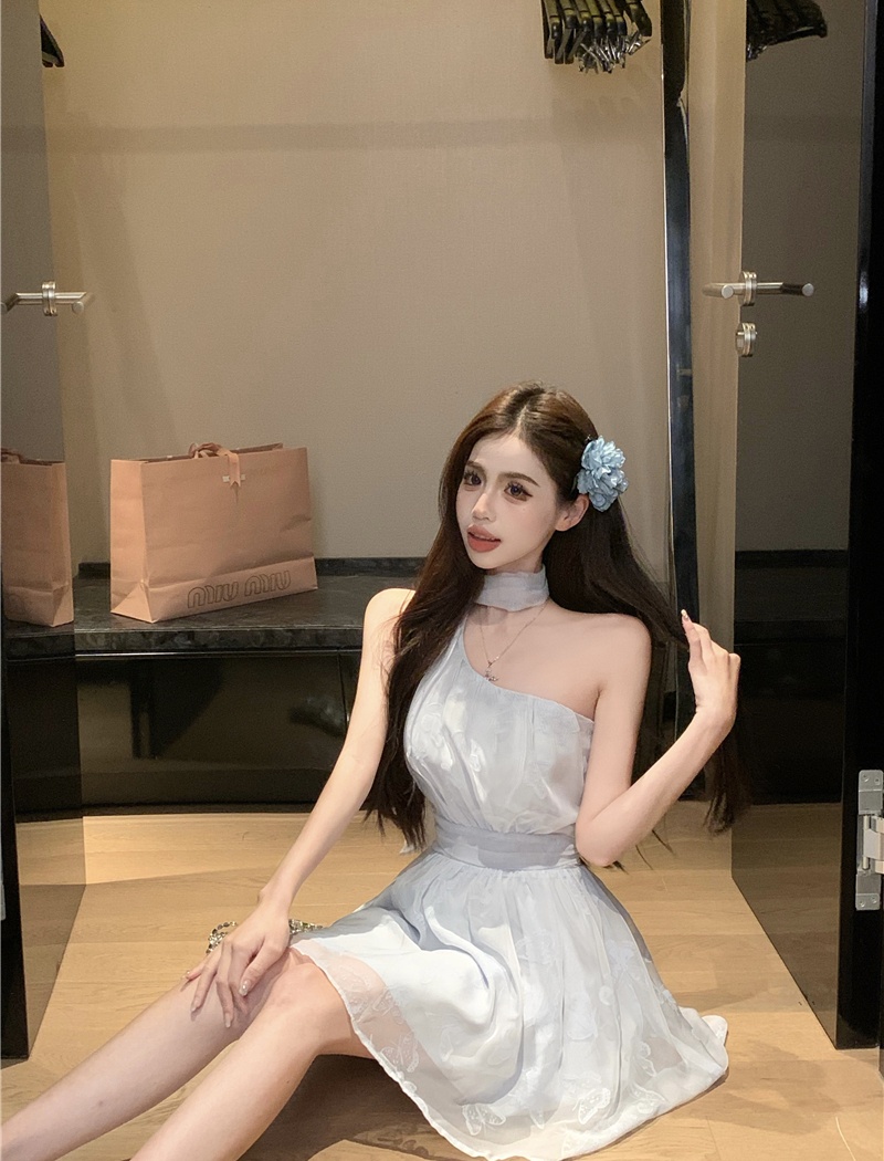 Streamer lady flocking short summer dress for women