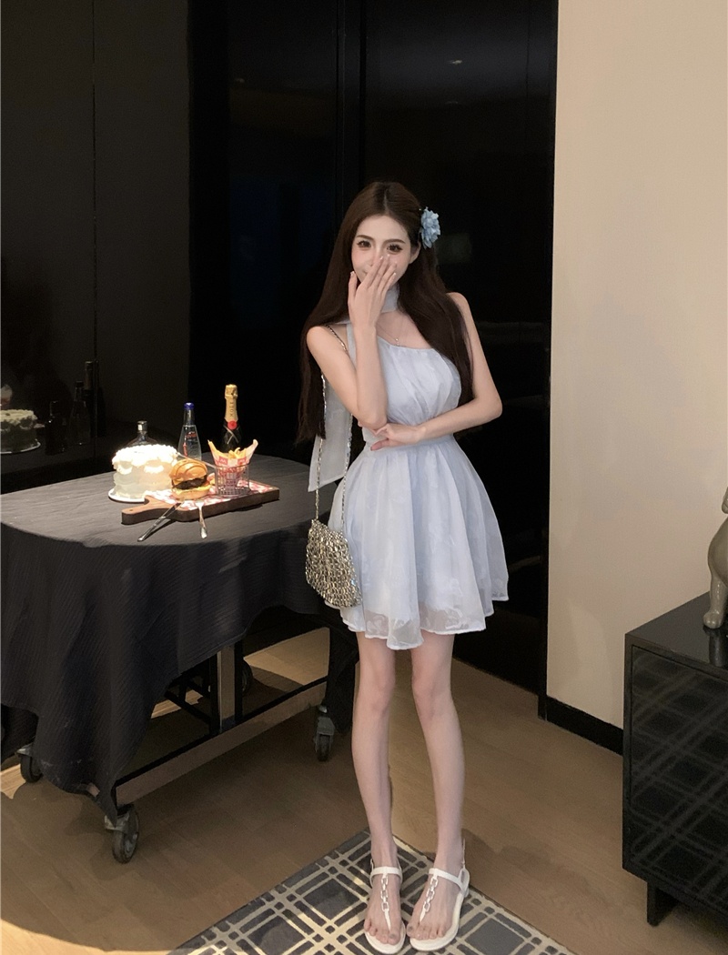 Streamer lady flocking short summer dress for women