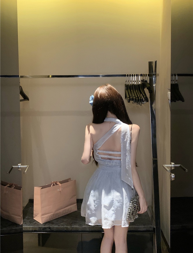 Streamer lady flocking short summer dress for women