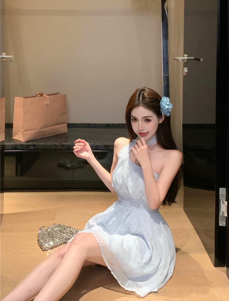 Streamer lady flocking short summer dress for women