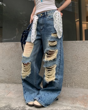 Irregular straight casual pants loose American style jeans