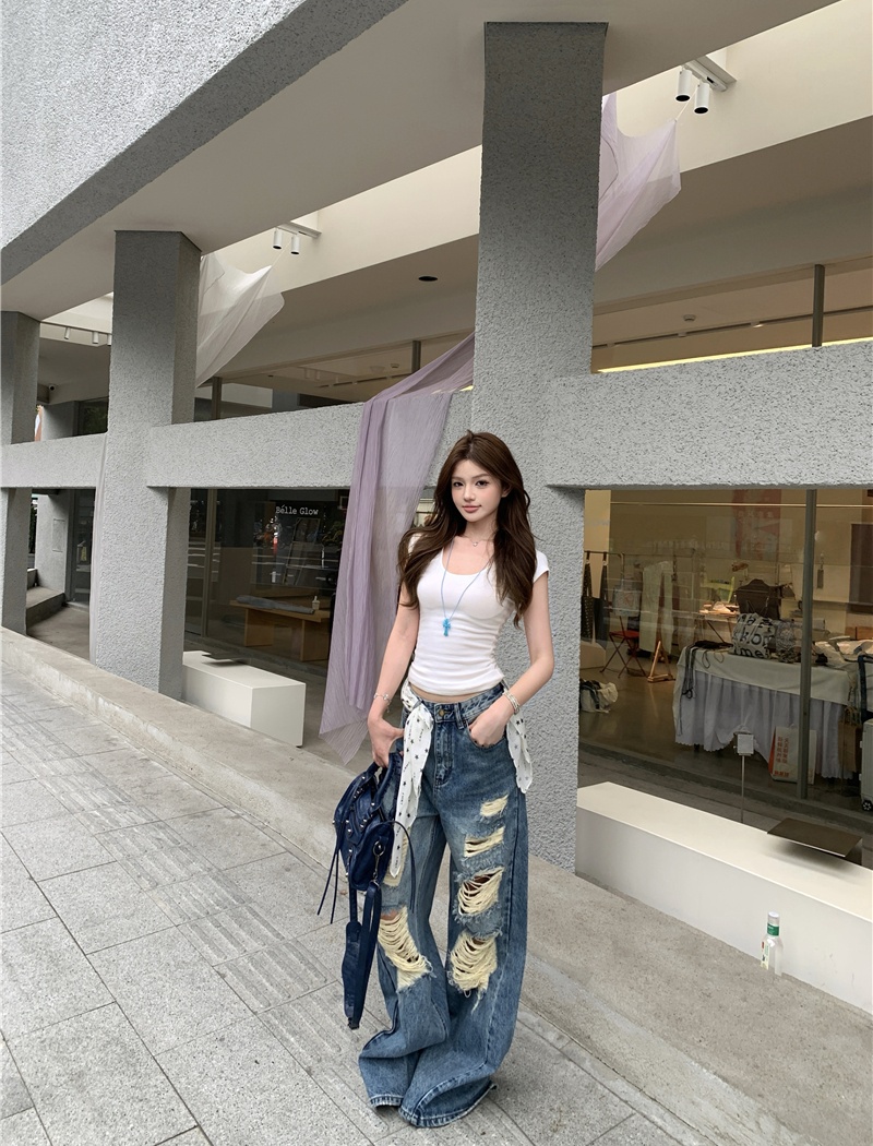 Irregular straight casual pants loose American style jeans
