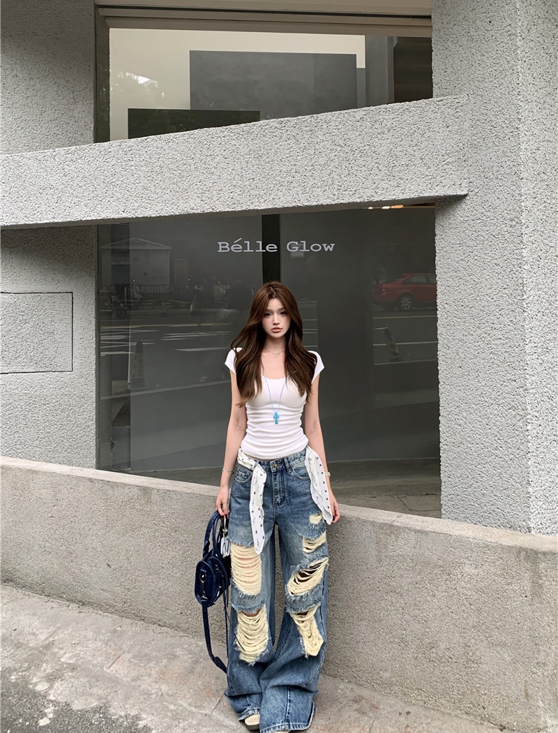 Irregular straight casual pants loose American style jeans