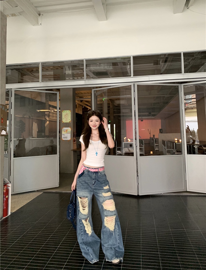 Irregular straight casual pants loose American style jeans