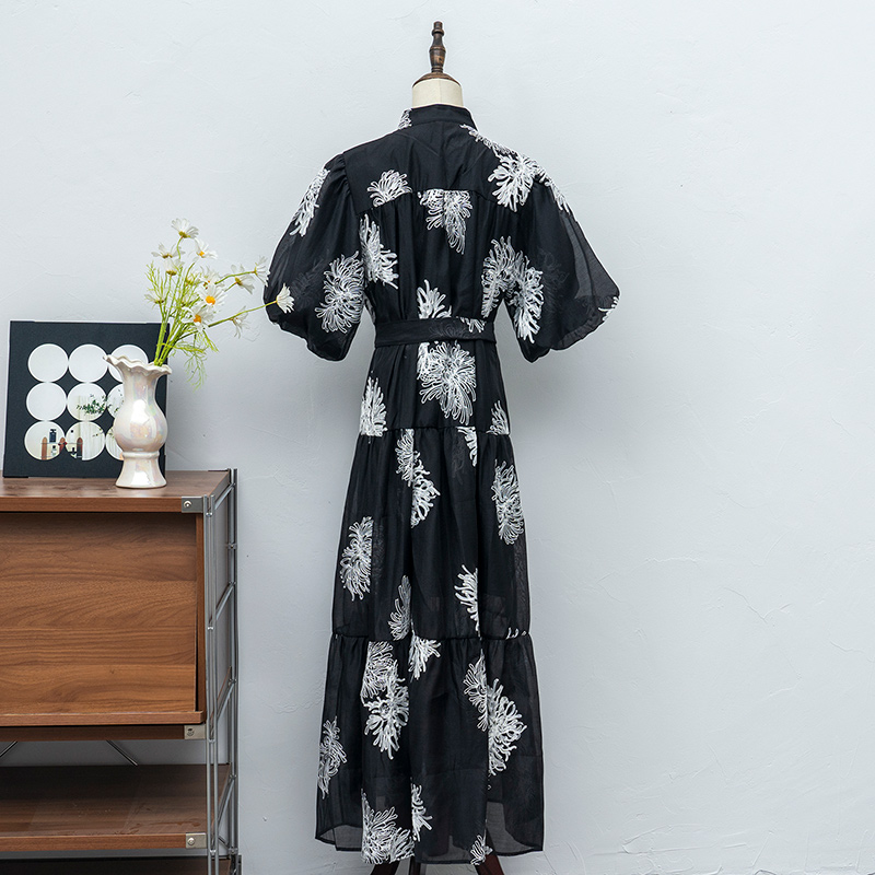 A-line frenum ladies dress bow irregular long dress