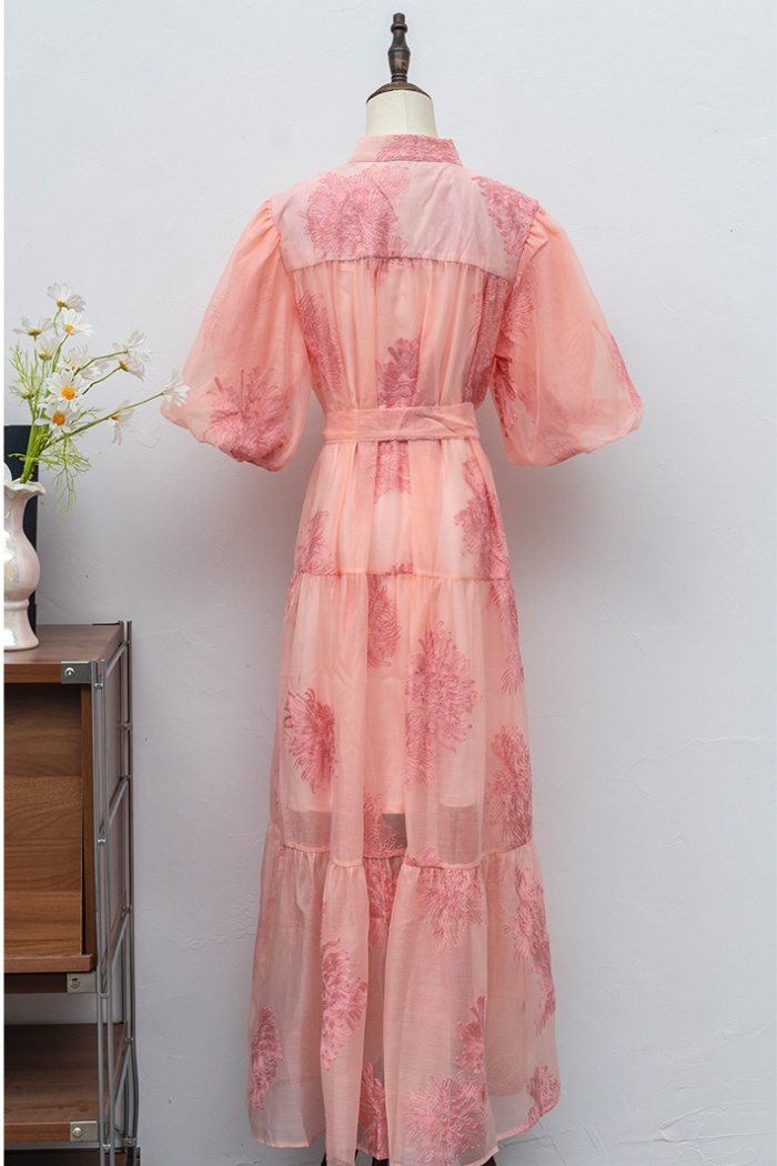A-line frenum ladies dress bow irregular long dress
