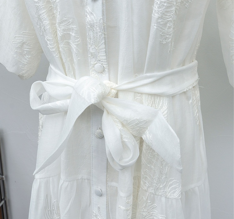 A-line frenum ladies dress bow irregular long dress