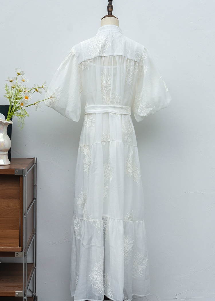 A-line frenum ladies dress bow irregular long dress