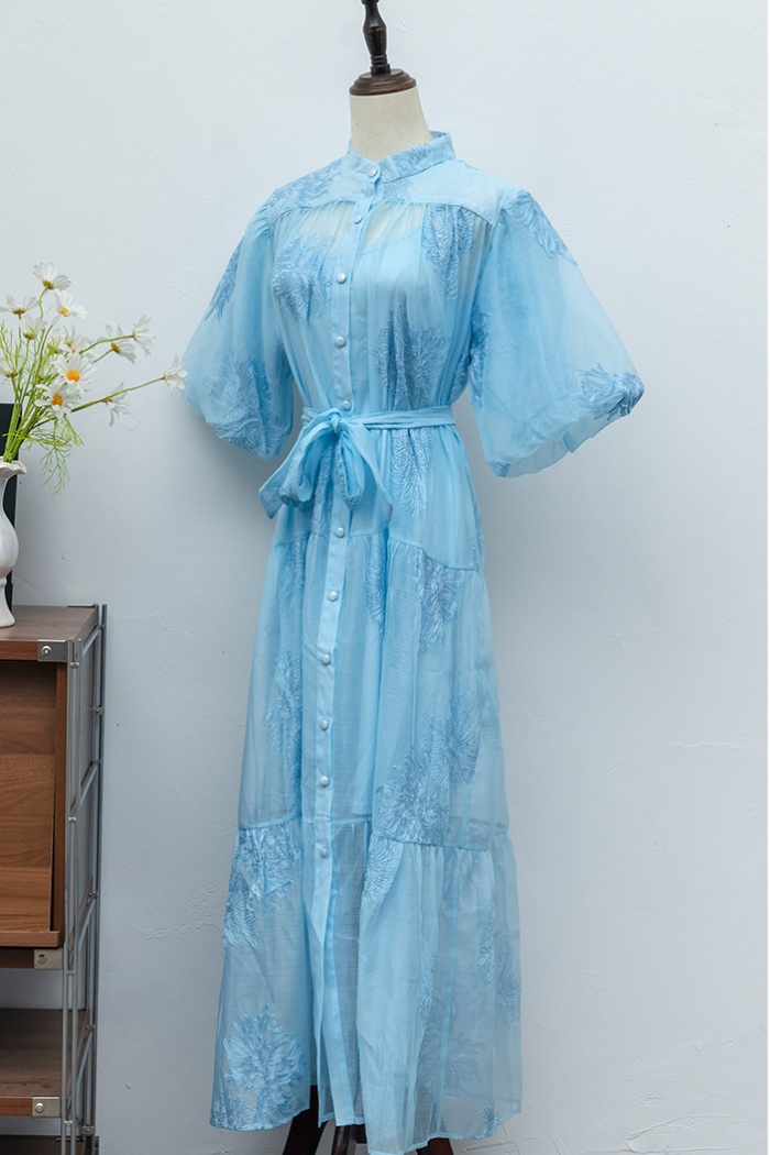 A-line frenum ladies dress bow irregular long dress