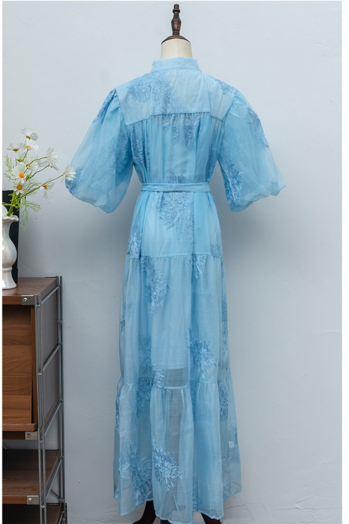 A-line frenum ladies dress bow irregular long dress