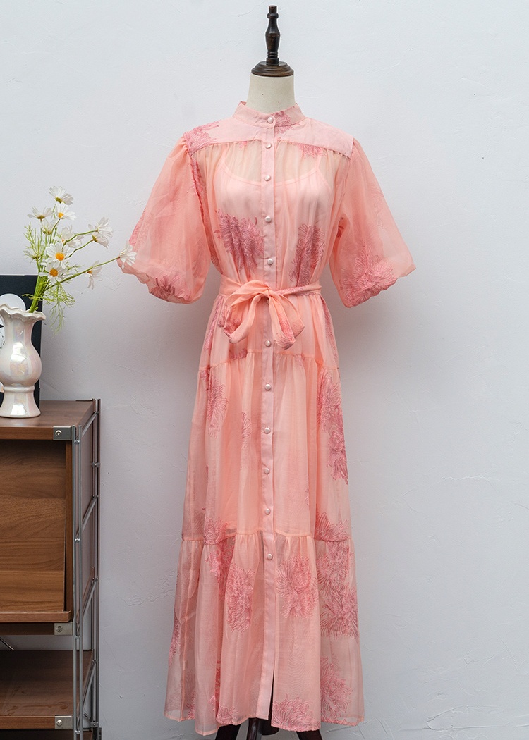 A-line frenum ladies dress bow irregular long dress