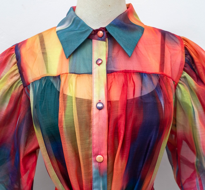 Show young single-breasted dress all-match shirt
