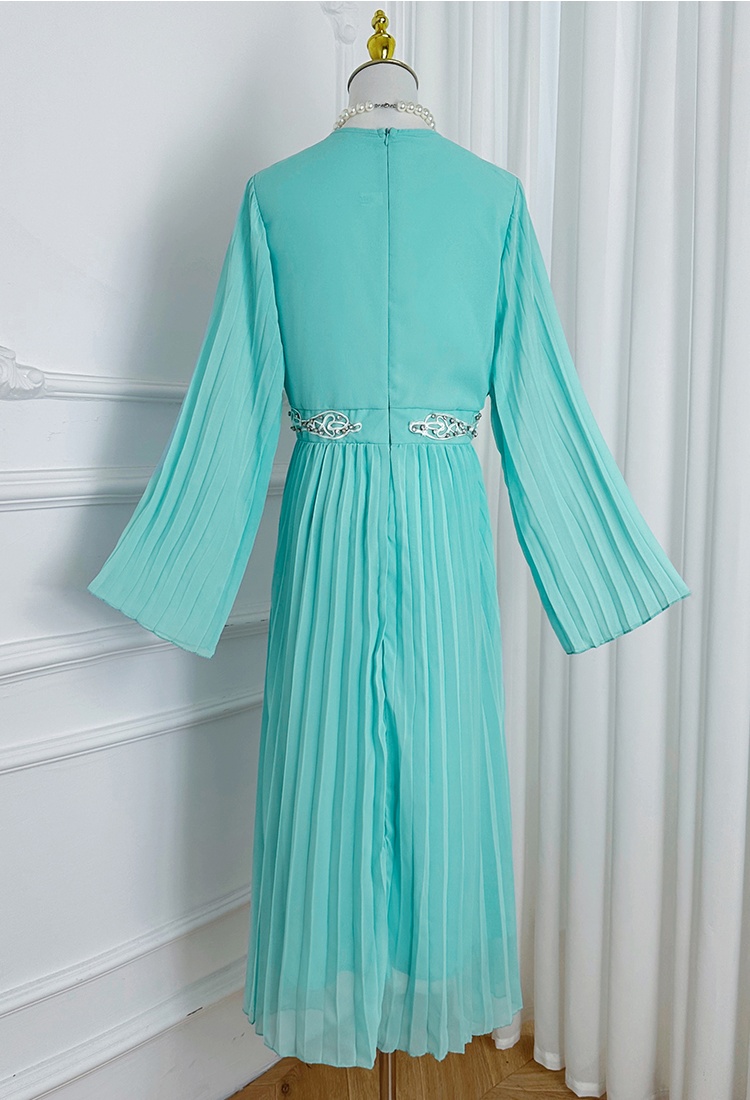 Crimp rhinestone retro temperament dress