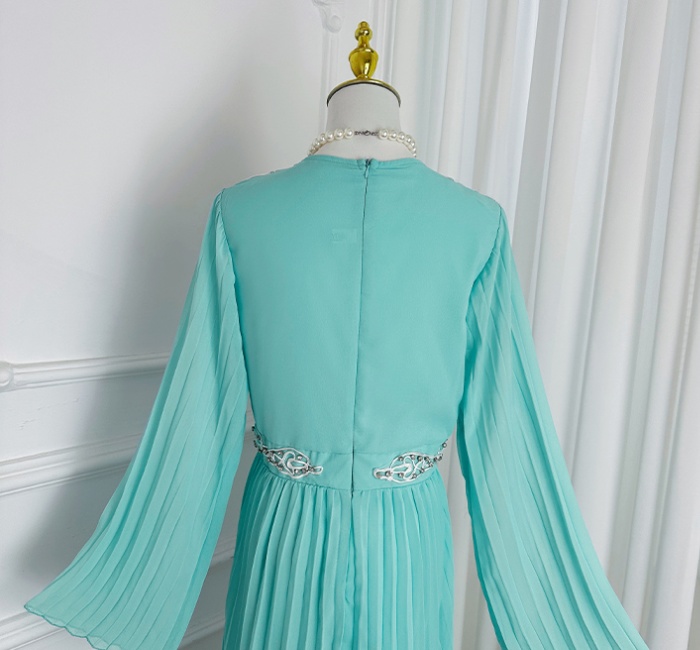 Crimp rhinestone retro temperament dress