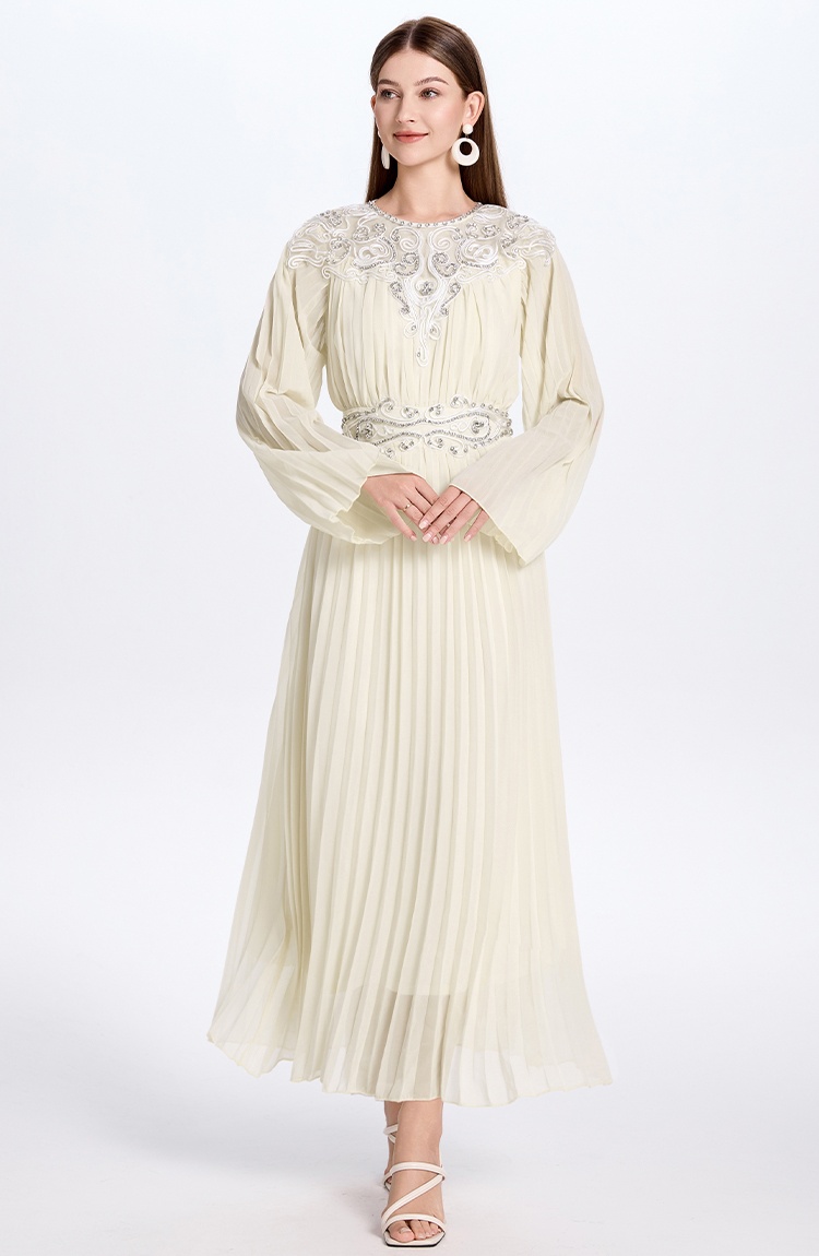 Crimp rhinestone retro temperament dress