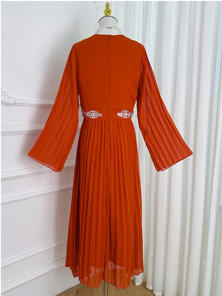 Crimp rhinestone retro temperament dress