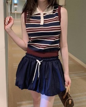 High waist vest slim skirt 2pcs set for women