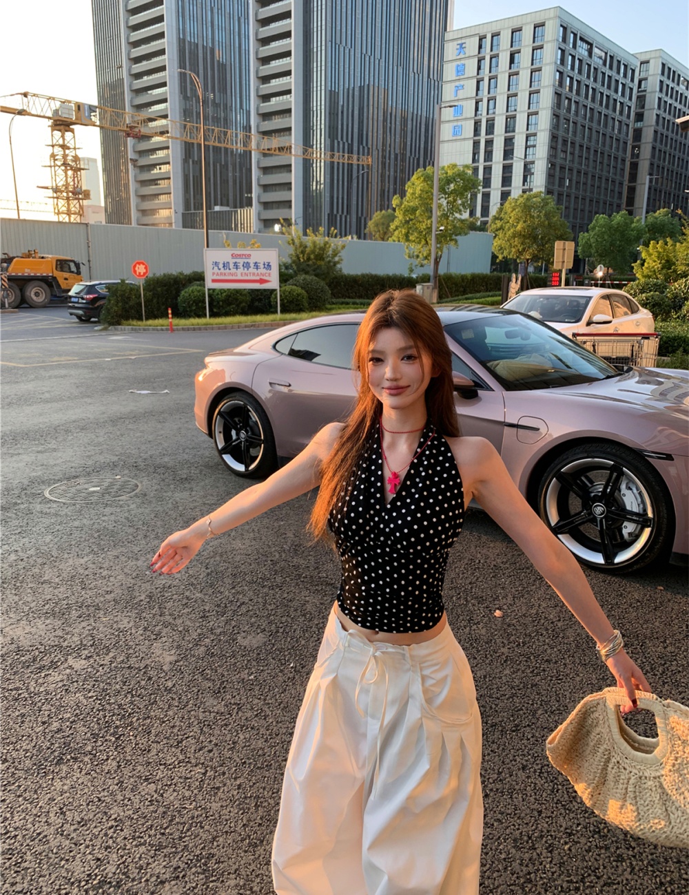 Halter sexy spicegirl pants white frenum vest for women