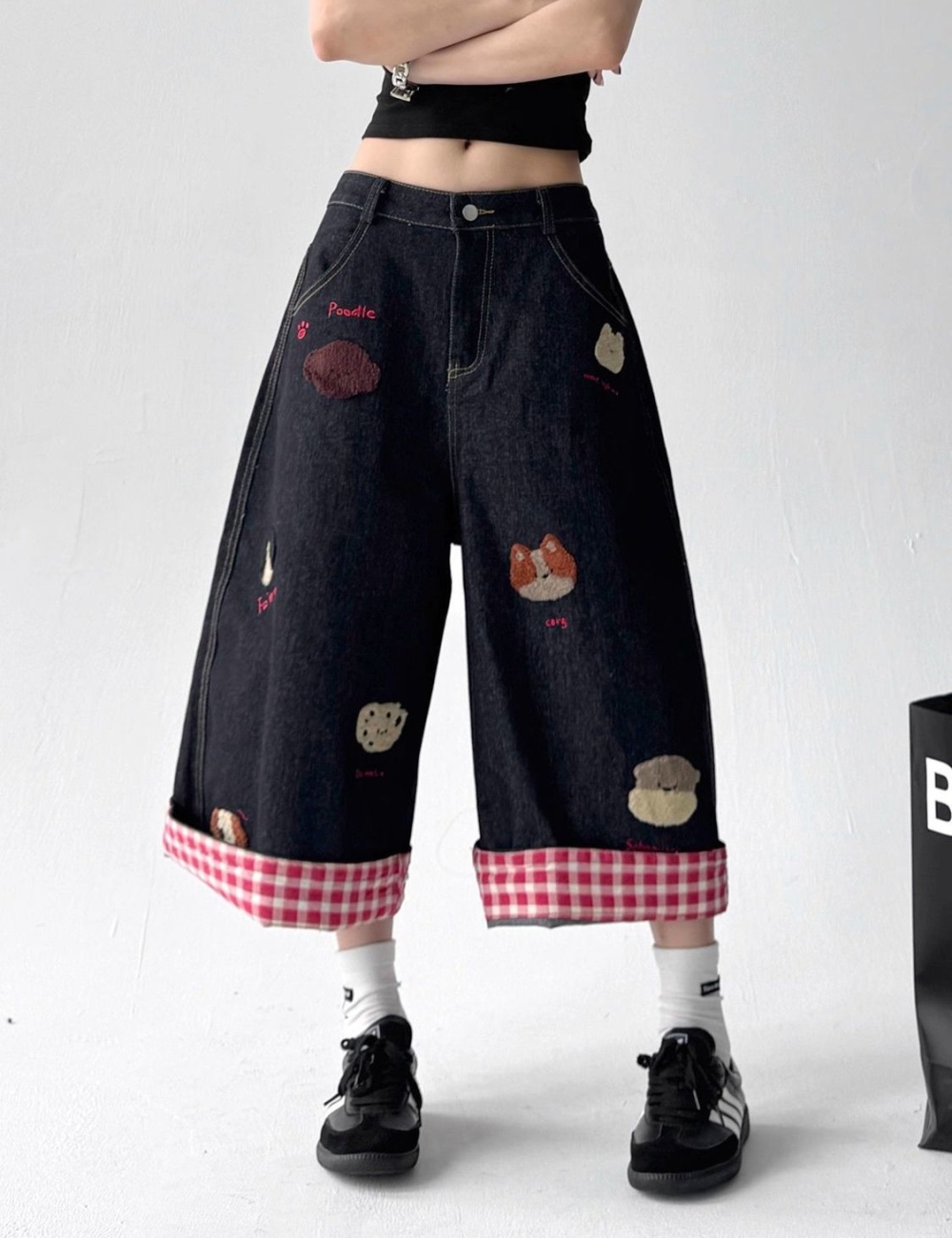 American style short jeans cropped pants for women