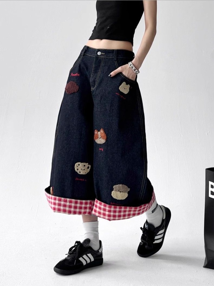 American style short jeans cropped pants for women