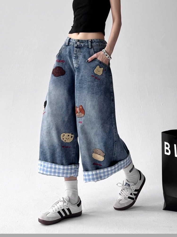 American style short jeans cropped pants for women