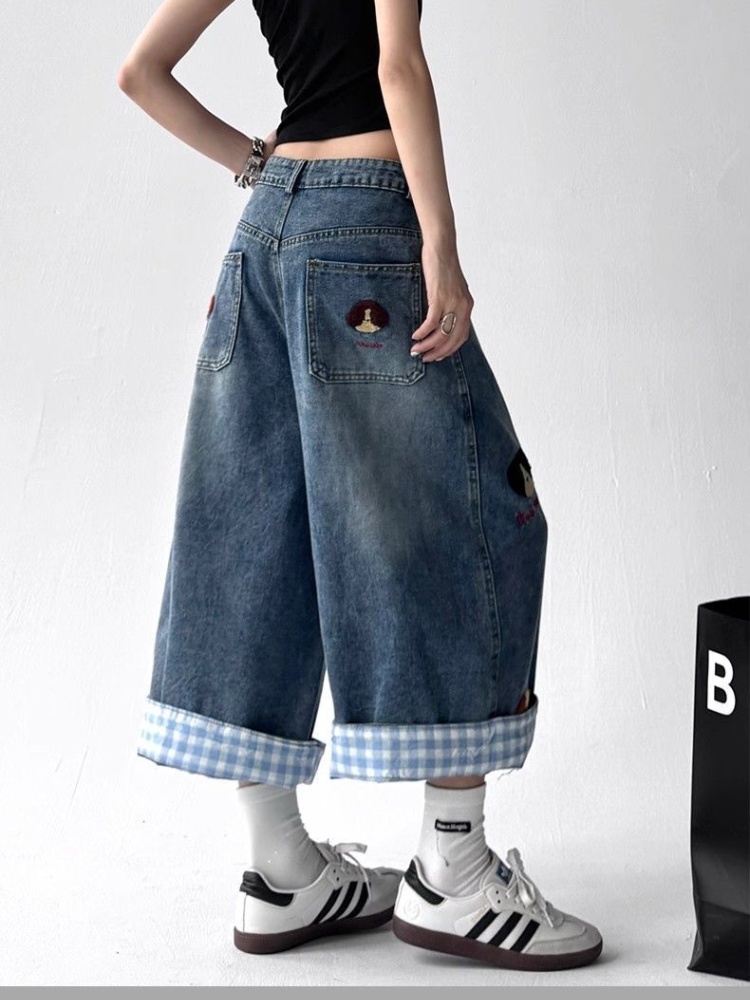 American style short jeans cropped pants for women
