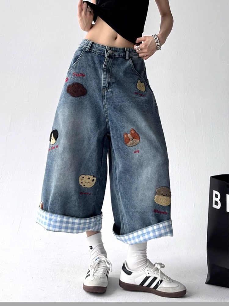 American style short jeans cropped pants for women