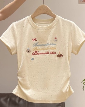 Embroidery sweet style tops spicegirl T-shirt for women