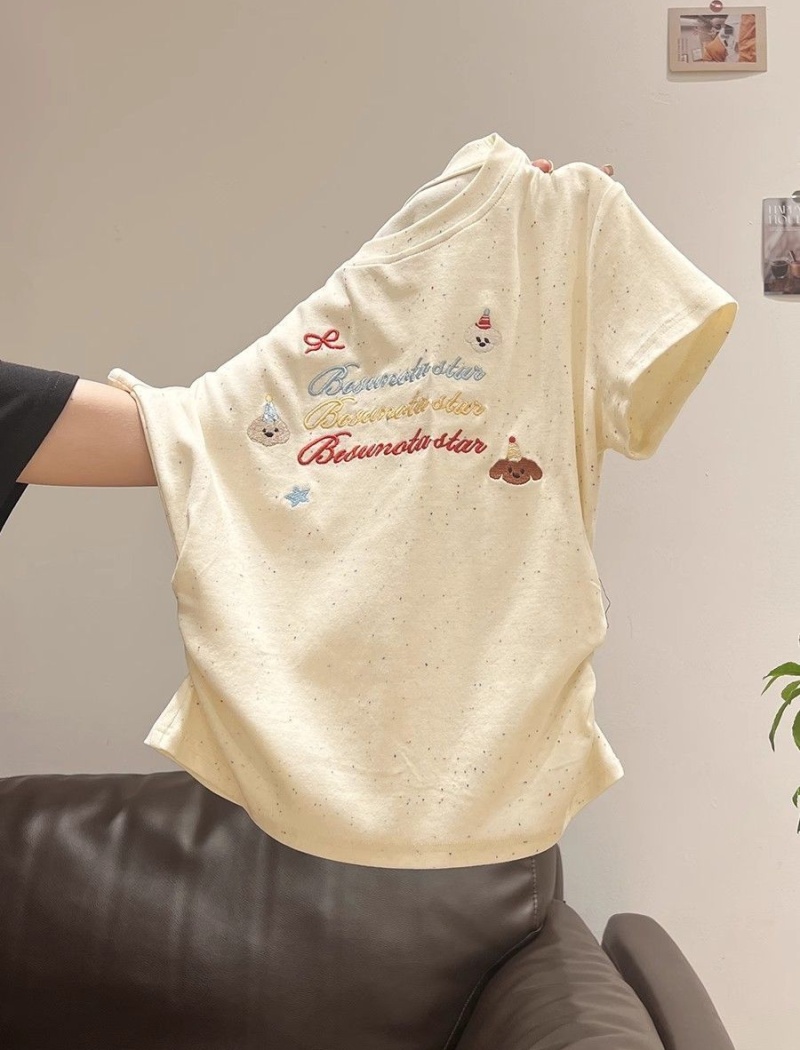 Embroidery sweet style tops spicegirl T-shirt for women