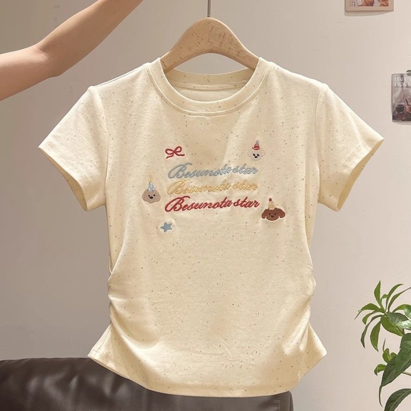 Embroidery sweet style tops spicegirl T-shirt for women