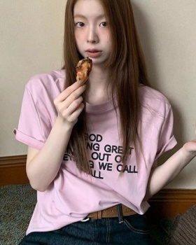 Pure cotton short sleeve T-shirt unique pink tops