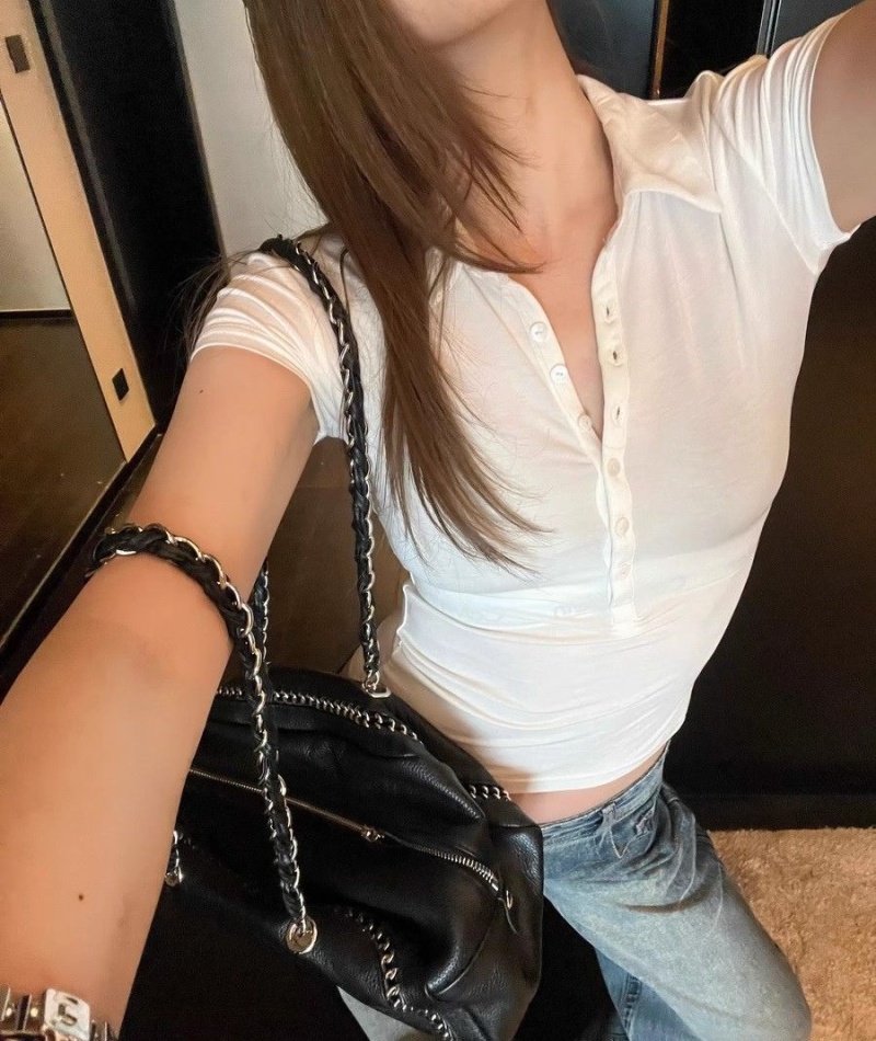 Short sleeve T-shirt pinched waist tops for women